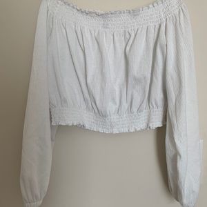 White Cropped Off The Shoulder Top